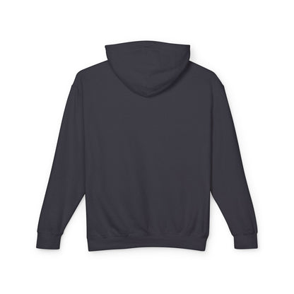 Back view of the Unisex Computer Game Graphic Lightweight Hooded Sweatshirt in dark grey, highlighting its classic hooded design.