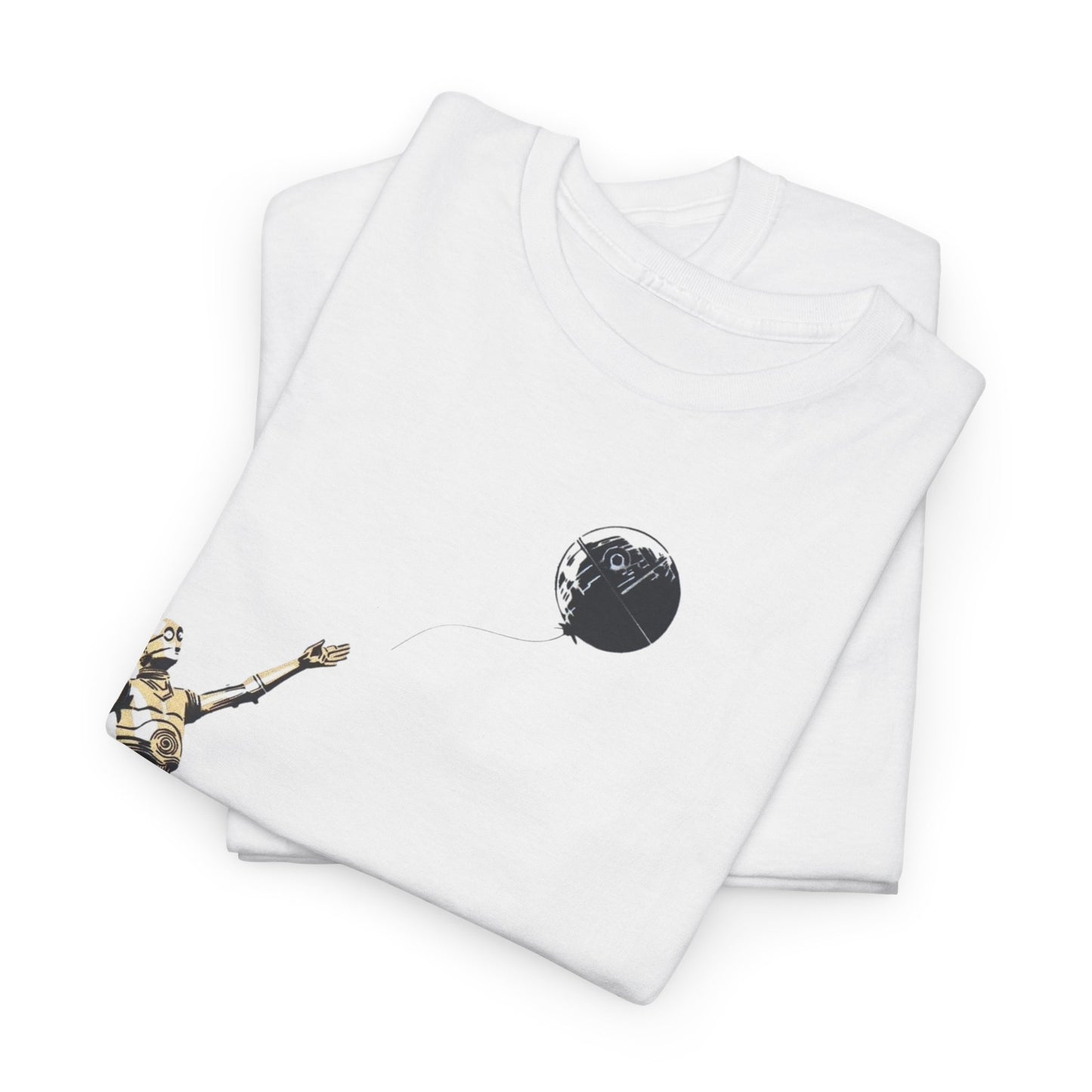 Star Wars T-Shirt - C-3PO & R2-D2 with Death Star Balloon - Funny Graphic Men's