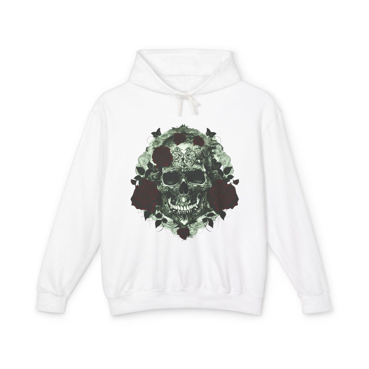 Unisex Lightweight Hooded Sweatshirt unique designer skull and roses