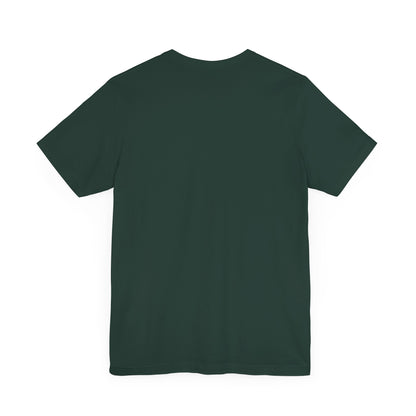 Back view of the luxurious Sabrina Carpenter Inspired Unisex Short Sleeve Tee in a rich dark green tone. A perfect choice for those who appreciate stylish comfort.
