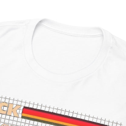 Close-up view of Retro Pop Art Unisex Men's Women's Graphic Cotton Funny T-Shirt Tee Vintage collar, featuring quality fabric and distinctive colourful printing.