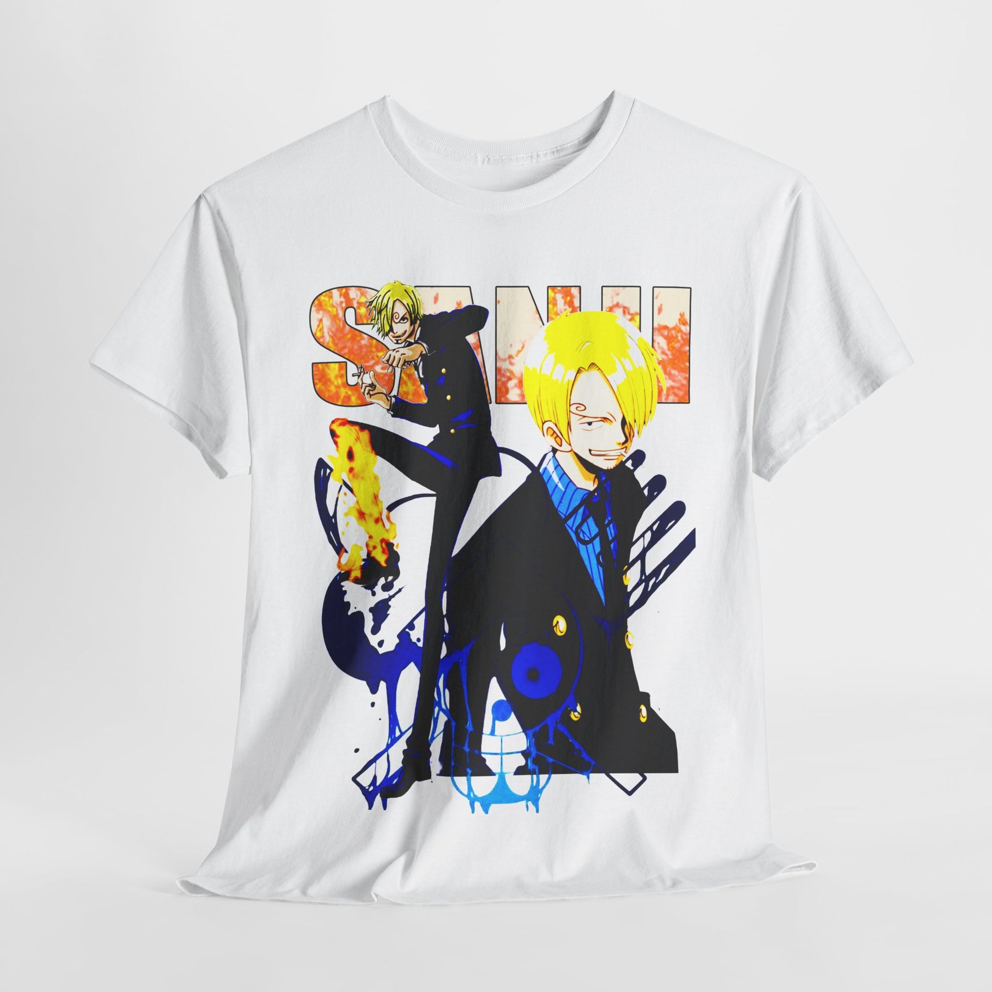 Stylish anime graphic t-shirt showcasing Sanji, featuring vibrant illustrations and energetic colours, ideal for fans looking to elevate their wardrobe.