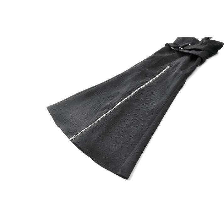 Detail shot of faux fishnet paneling on Dark In Love Gothic trousers, capturing the edgy texture and sophisticated design elements.