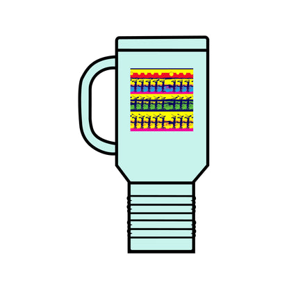 Fantasy Paddleboarding Insulated Travel Mug featuring a vibrant and whimsical design, showcasing paddleboarders against a colourful backdrop. This luxurious 40oz stainless steel travel mug is ergonomically designed and leak-proof, perfect for maintaining the ideal temperature of your beverages during outdoor adventures.