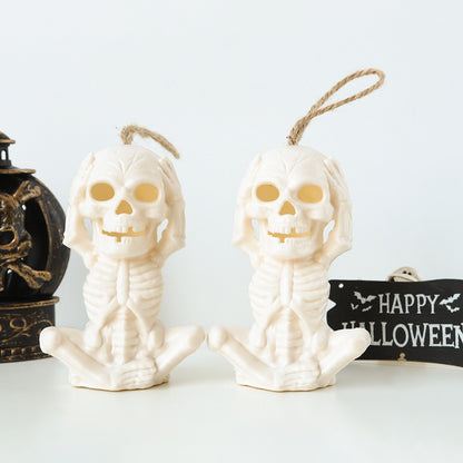 Elegant Halloween Skull Light LED Electronic Ghost Head Light displayed with trendy decor, highlighting its sophisticated design perfect for high-end Halloween celebrations.