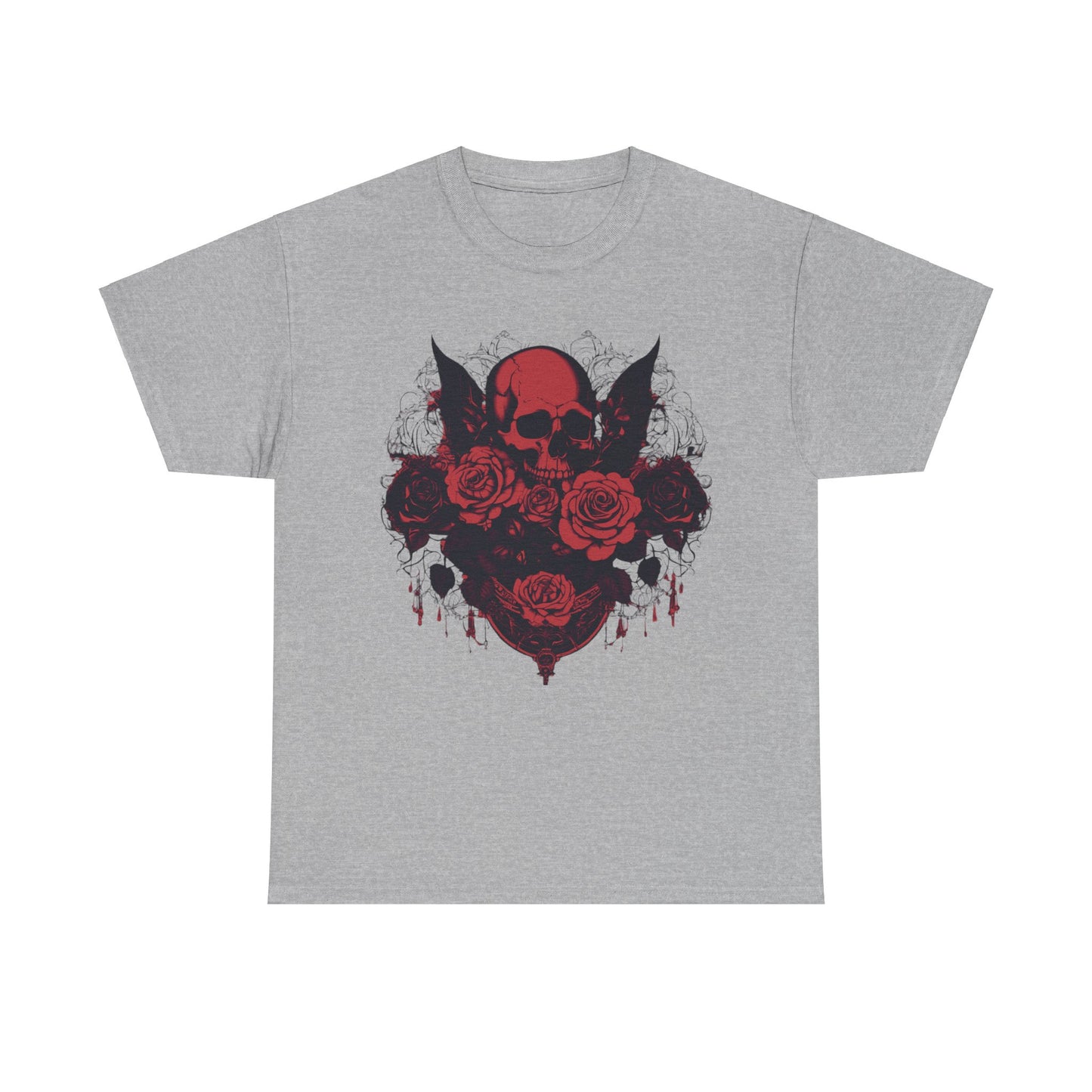 Skulls and Roses Cotton Tee, Unisex Graphic Shirt, 7 color choice