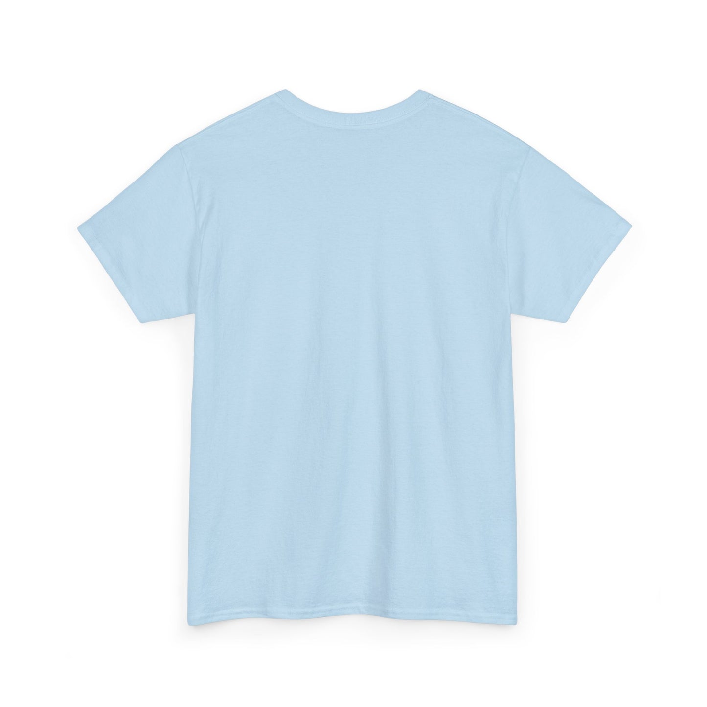 Back view of the Retro Racing Vintage Car Graphic T-Shirt, rendered in a soft light blue hue, highlighting the luxurious cotton fabric perfect for daily wear.