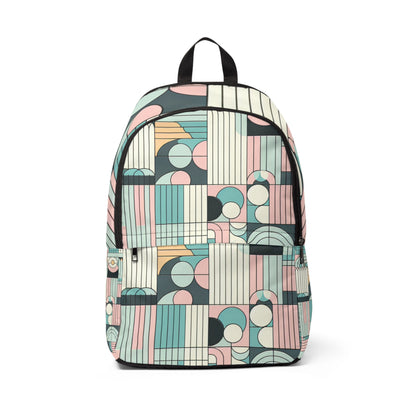 Chic Pastel Abstract Backpack showcasing urban fusion design with soft pastel colours by Dazzling Dreams Studio, perfect for stylish nomads.