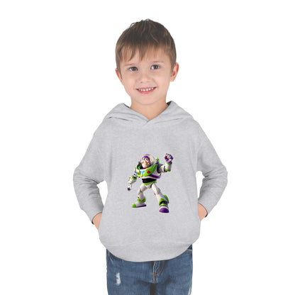 A child dressed in the grey Buzz Lightyear Toy Story hoodie, featuring a stunning character print, perfect for little fans aged 2-5.