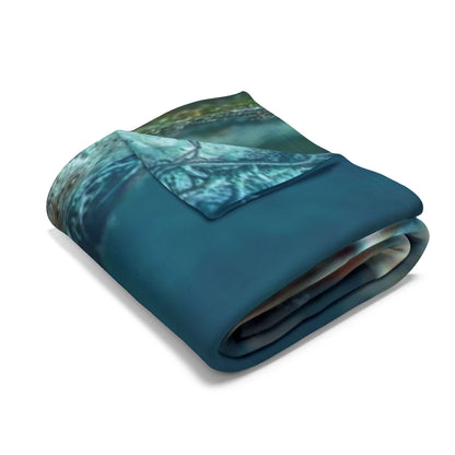 Sophisticated fold of the Decorative and Warm Halloween Spooky Arctic Fleece Blanket displaying a luxurious fleece texture, perfect for snuggling during the Halloween season.