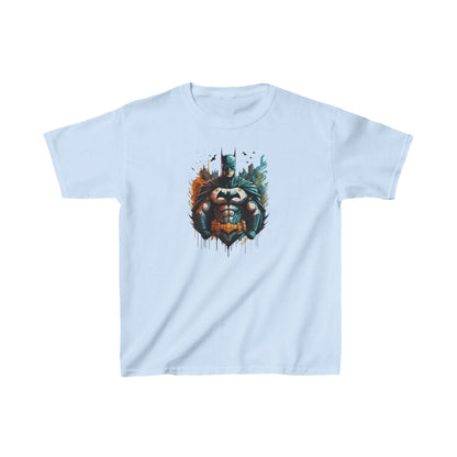 Chic Child's Unleash the Power of Gotham: Batman Graphic Tee in light blue, displaying an artistic portrayal of Batman, designed for young enthusiasts with a taste for striking superhero fashion.
