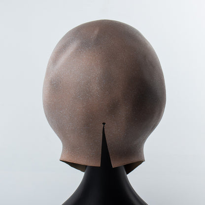 Back view of the luxurious Realistic Grey Alien Mask latex headgear, revealing its seamless design, ideal for Halloween events and costume parties, offered in all sizes.