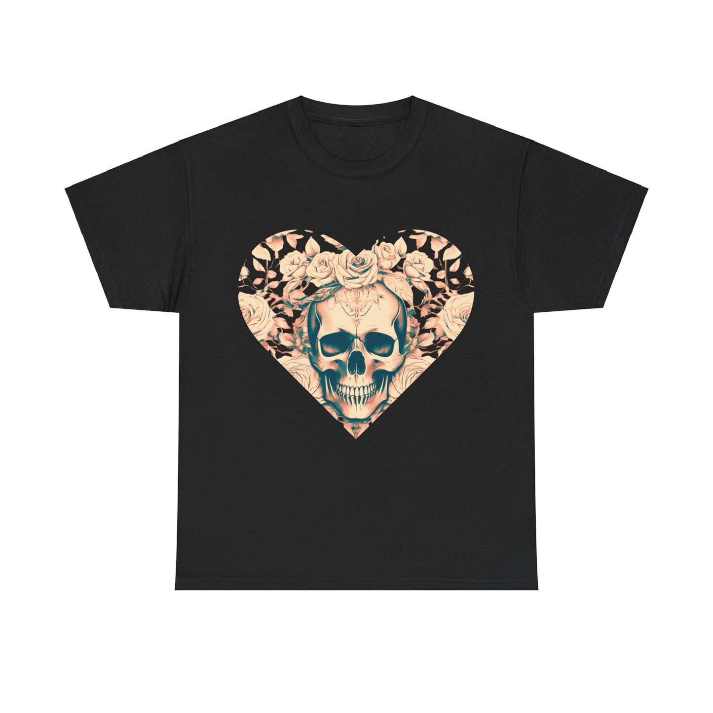 Skulls and Roses Cotton Tee, Unisex Graphic Shirt, 7 color choice