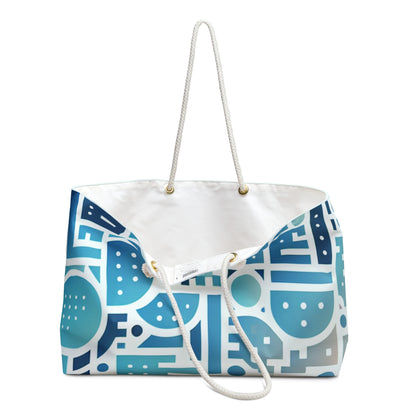 Spacious interior of Elara Sinclair Pastel Blue Weekender Tote Bag by Dazzling Dreams Studio, designed for practicality and elegance for weekend getaways.