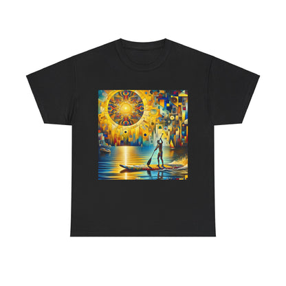 Delightful Paddle Boarding T-Shirt design by Dazzling Dreams Studio featuring an elegant paddleboarding graphic, perfect for water enthusiasts.
