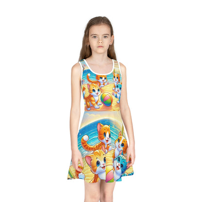 Elegant Sophie Littletrends Toddler Girls Sundress, showcasing an energetic beach volleyball theme by Dazzling Dreams Studio.