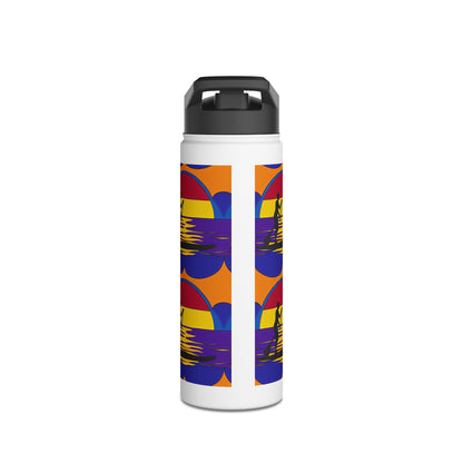 Contemporary Fantasy Paddleboarding Stainless Steel Water Bottle with striking paddleboarder imagery, designed for luxury hydration during outdoor escapades.