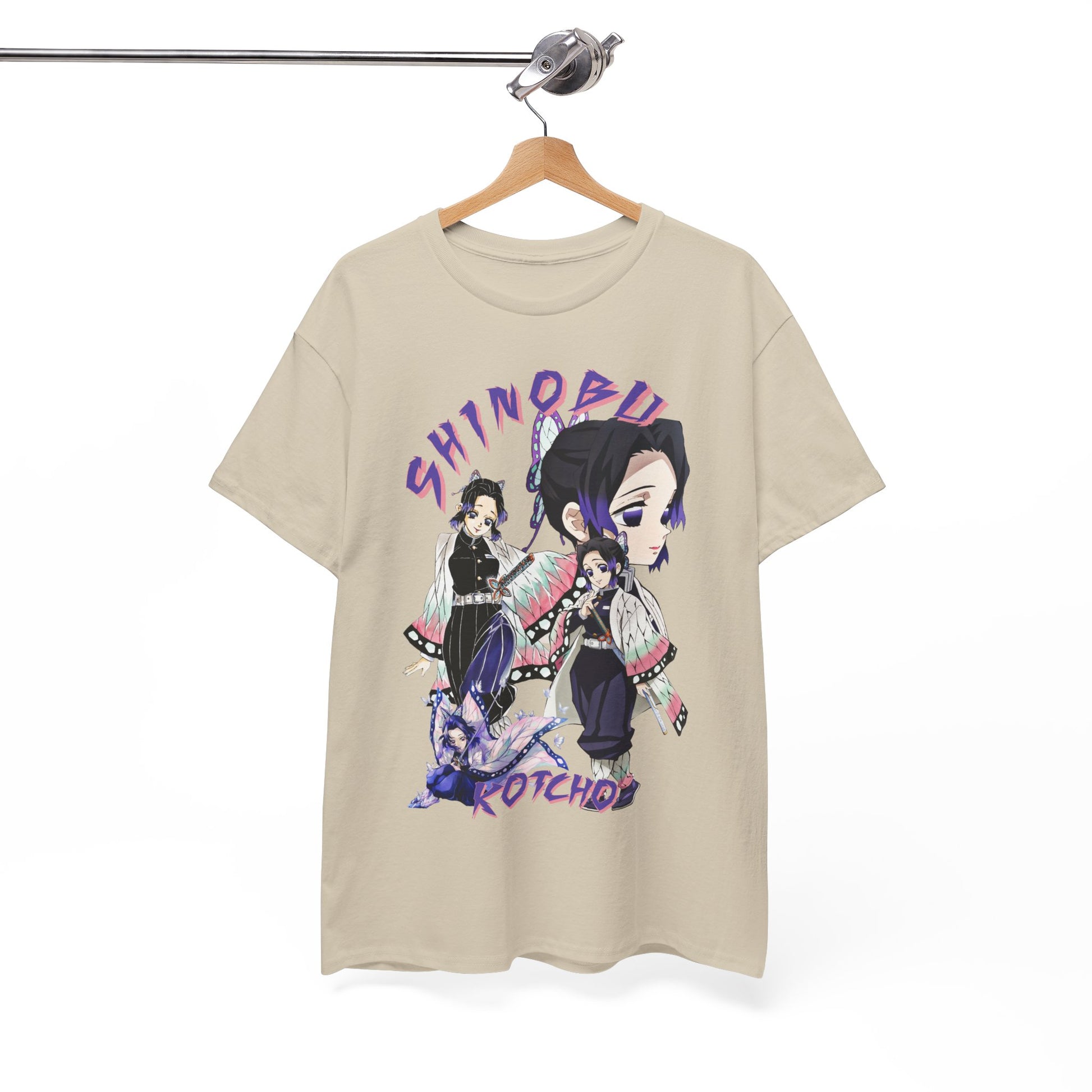 Elevate your style with this luxurious Shinobu Kocho T-shirt from Demon Slayer, featuring intricate anime artwork and a modern fit.