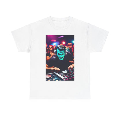 Street Monster Graphic T-Shirt in white, showcasing a stylish DJ graphic, ideal for those who appreciate luxurious urban fashion.