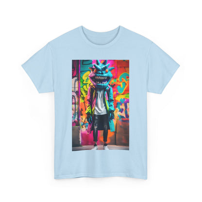Street Monster Graphic T-Shirt - A refined light blue unisex tee adorned with a striking street monster graphic, a must-have addition to any chic wardrobe.