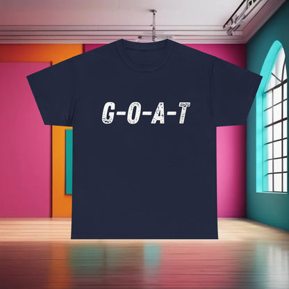 Greatest of All Time GOAT Graphic T-Shirt in navy blue, showcasing the iconic GOAT lettering, designed for urban style and comfort.