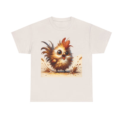 Explosive Joy Tee - Cartoon Bird Edition featuring a vibrant cartoon bird illustration on a light fabric backdrop, perfect for adding a playful touch to your luxury casual wear.