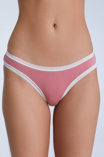 Close-up of eco-friendly organic cotton briefs showcasing the intricate lace detailing and soft fabric.