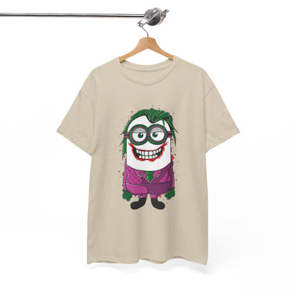 Unisex Men's Funny T Shirt in a Joker Minion design, ideal for any DC Comics enthusiast. This playful Minions-inspired T Shirt adds a touch of fun to your wardrobe.