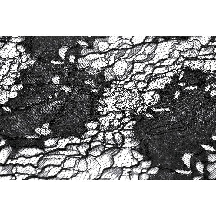 Model wearing the Dark In Love Morwenna Black Gothic Maxi Dress styled with accessories, embodying a chic gothic aesthetic for dark weddings and special events.