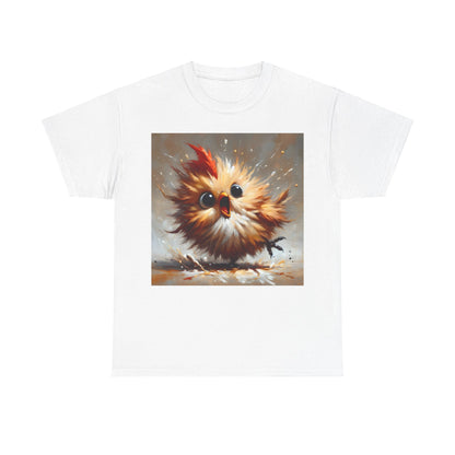 Explosive Joy Tee - Cartoon Bird Edition in white showcasing a playful bird design radiating happiness and charm.