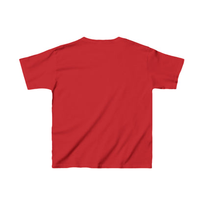 Back view of the Unisex Kids Animal Cotton T-Shirt Tee in elegant red, showcasing a smooth and stylish cut, ideal for creative young adventurers.