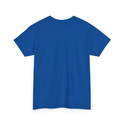 Back view of the Feral Graphic Unisex T-Shirt in vibrant blue, showcasing a comfortable and inclusive style that complements artistic urban design.