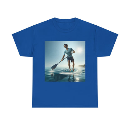Luxury breathable fabric of the Delightfull Paddle Board Adventure T-Shirt by Dazzling Dreams Studio, perfect for paddleboarding activities, highlighting premium comfort and stylish design.