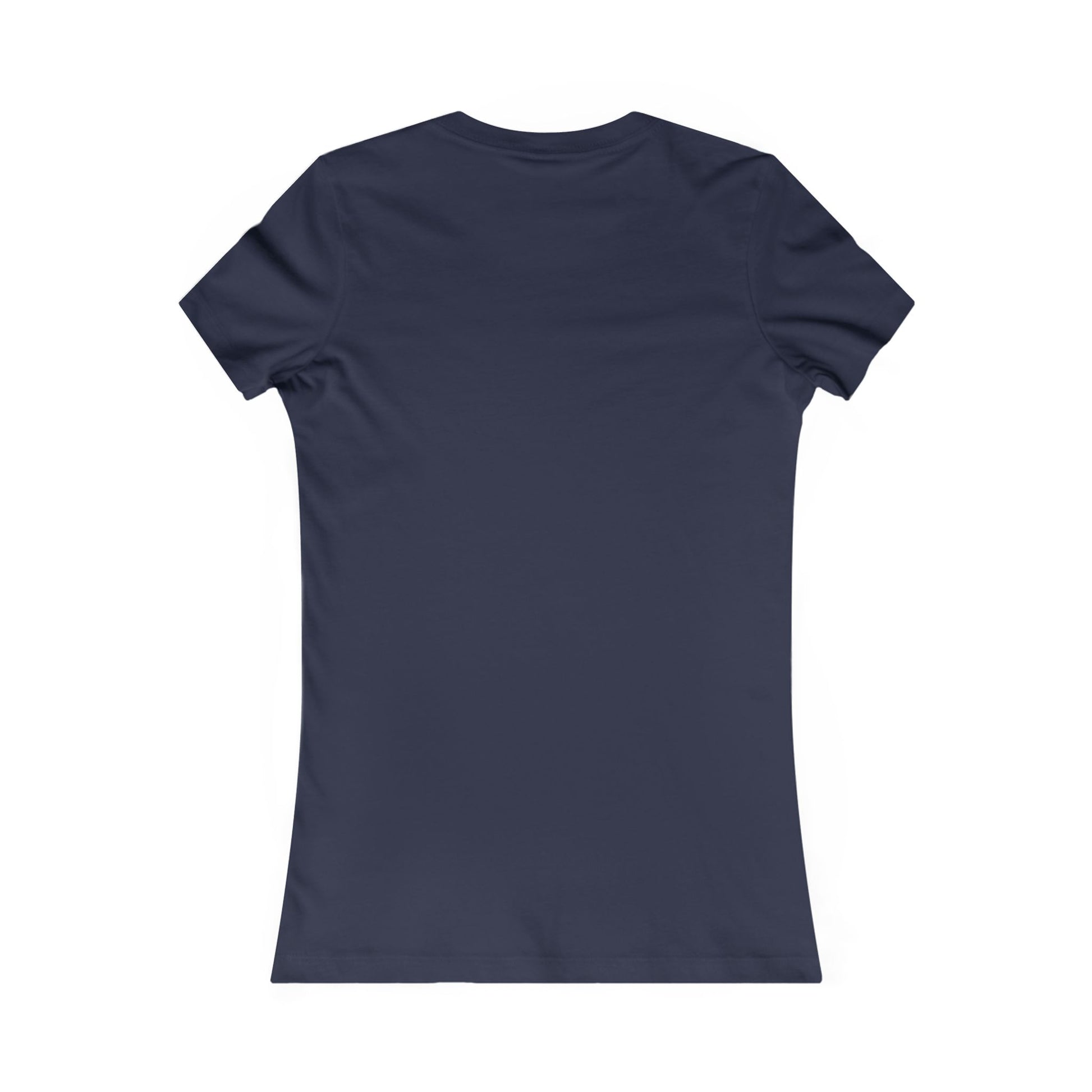 Chic navy blue women's t-shirt offering a refined back view, perfect for an elegant evening out or casual wear.