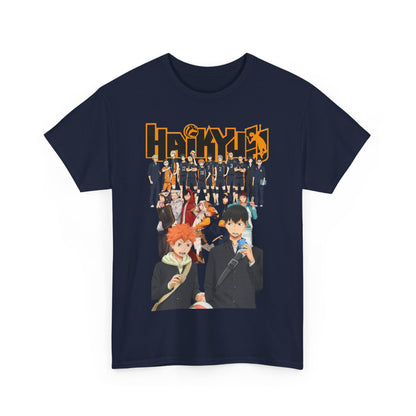 Luxurious Haikyuu!! All-Stars T-Shirt featuring vibrant artwork of prominent characters, perfect for anime enthusiasts seeking style and comfort.