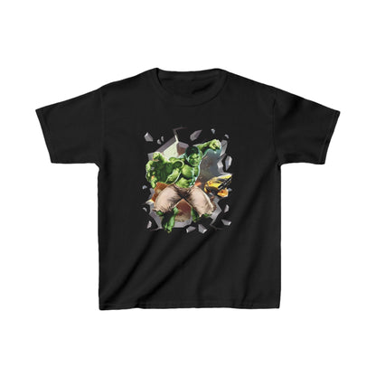 Unisex Kids Hulk Graphic T-Shirt - Luxurious soft cotton tee featuring a vibrant Hulk graphic, ideal for creative young minds.
