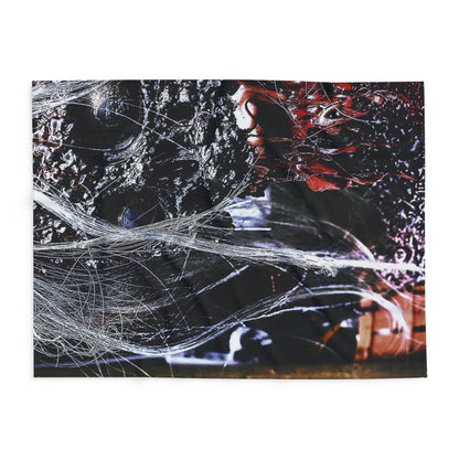 Detailed view of the Decorative and Warm Halloween Spooky Arctic Fleece Blanket displaying captivating spooky elements, crafted for comfort and style.