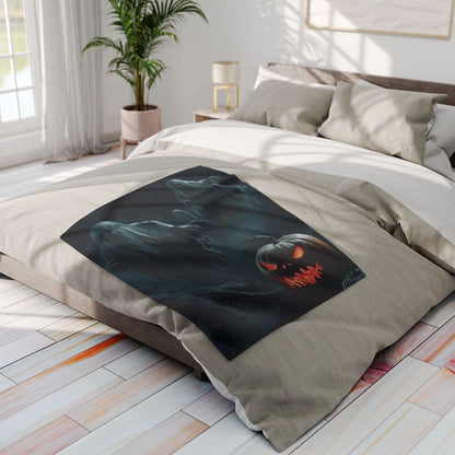 Sumptuous Decorative and Warm Halloween Spooky Arctic Fleece Blanket on a sophisticated bed setting with a hint of spooky charm.