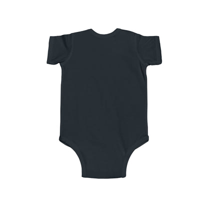 Back view of the Unisex Baby Computer Game Jersey Bodysuit in dark navy, a stylish choice for game enthusiasts, made from luxurious, breathable cotton fabric.