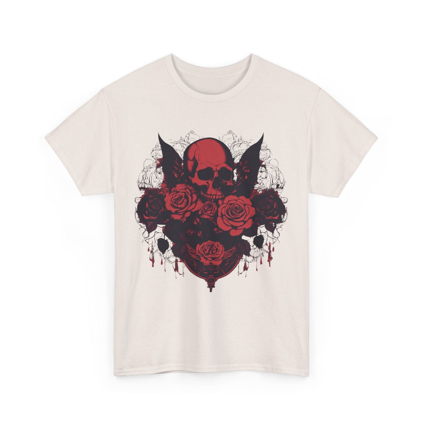 Skulls and Roses Cotton Tee, Unisex Graphic Shirt, 7 color choice