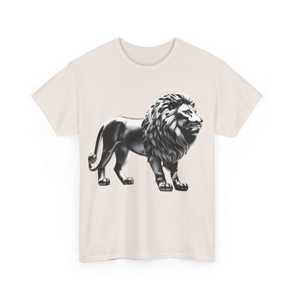 Elegant Silver Majestic Lion Graphic T-Shirt featuring a striking lion illustration, perfect for urban streetwear enthusiasts.