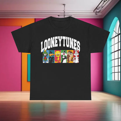 Looney Tunes Graphic T-Shirt Urban Unisex Cotton Tee in classic black, perfectly accentuating iconic characters in chic, sophisticated style.