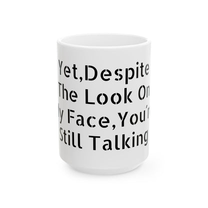 Inappropriate Slogan Ceramic Mug - a glossy ceramic mug featuring a humorous F-word slogan, ideal for birthdays or Secret Santa gifts for adults.