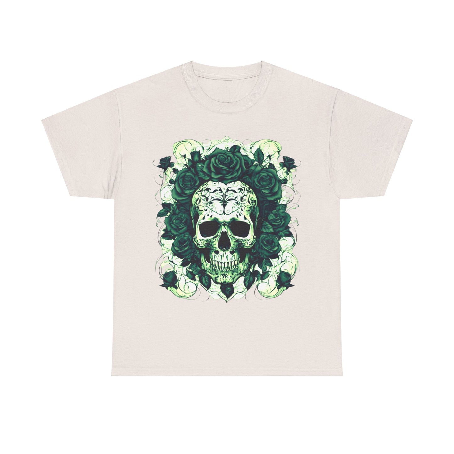 Skulls and Roses Cotton Tee, Unisex Graphic Shirt, 7 color choice