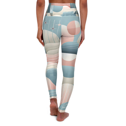 Model showcasing the FlexFit Revolution Pastel Geometric Leggings by Dazzling Dreams Studio, styled for effortless elegance in a casual day out.