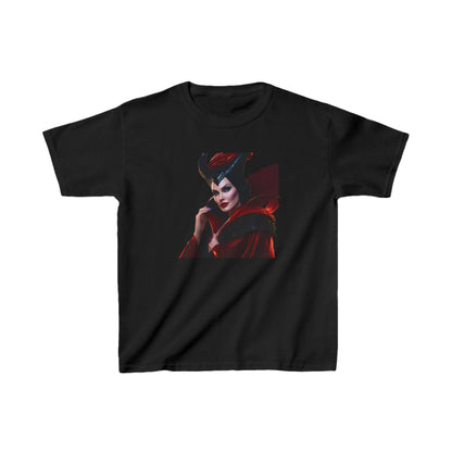 Maleficent Kids Tee in black featuring an enchanting design of Maleficent, perfect for fans of Disney's iconic characters, available in various sizes for comfort and style.