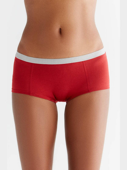 Lifestyle image of luxury organic cotton boyshorts styled for modern living, featuring a comfortable fit and crafted with care by Earth Wardrobe.