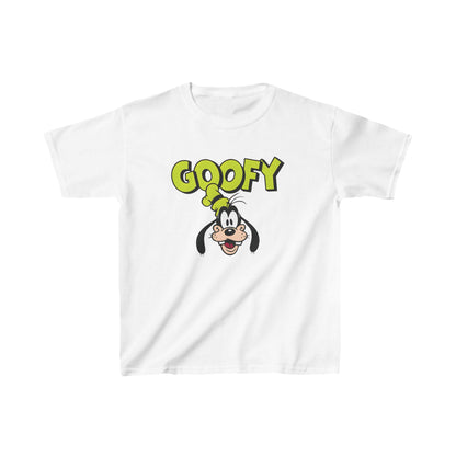 Unisex Kids Goofy Cotton T-Shirt Tee in classic white, adorned with a charming Goofy design, perfect for stylish children who love whimsical apparel.