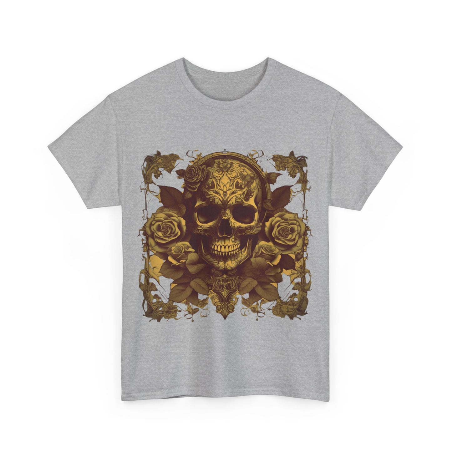 Skulls and Roses Cotton Tee, Unisex Graphic Shirt, 7 color choice