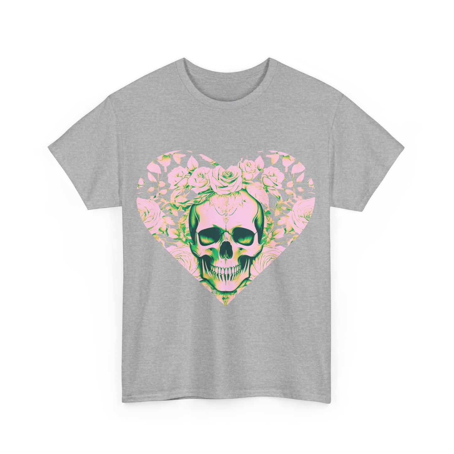 Skulls and Roses Cotton Tee, Unisex Graphic Shirt, 7 color choice